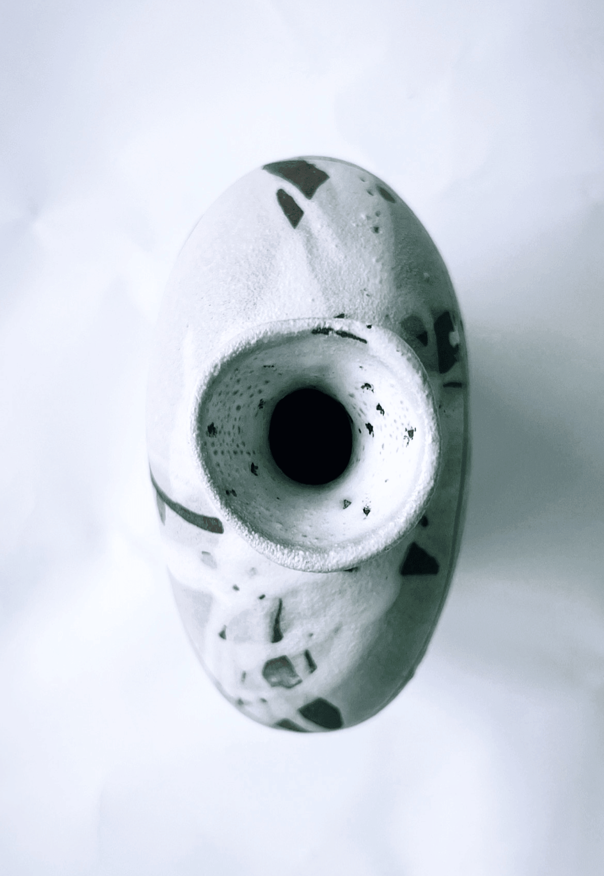 Close up of Boa Tarde Vase neck showing a wide circular opening and textured ceramic