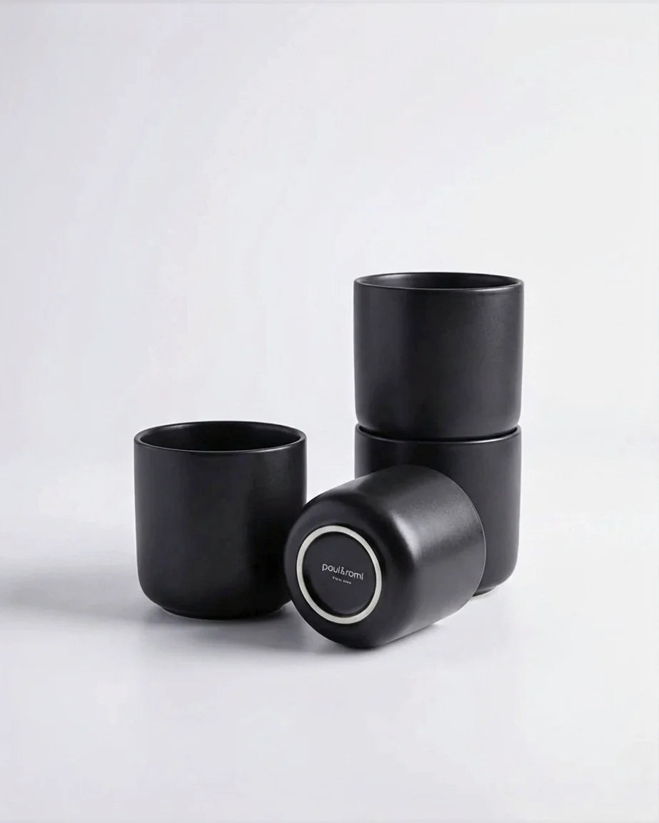 Vela Luna 40 piece black matte tumbler set stacked together