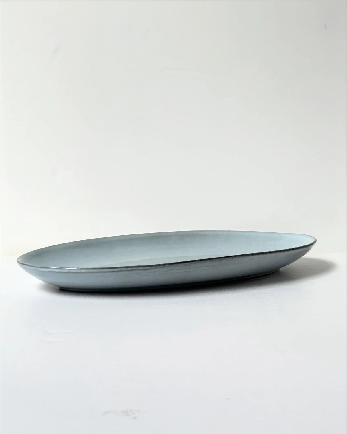Scandic Soul Nordic Fjord serving plate in pale blue glaze, shallow oval dish